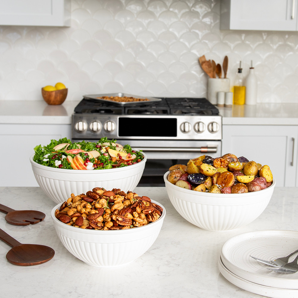 3 Piece Prep & Serve Mixing Bowl Set, White3 Piece Prep & Serve Mixing Bowl Set, White - Image 2