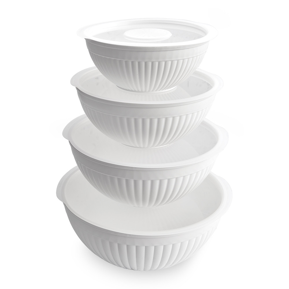 8 Piece Covered Bowl Set, White8 Piece Covered Bowl Set, White