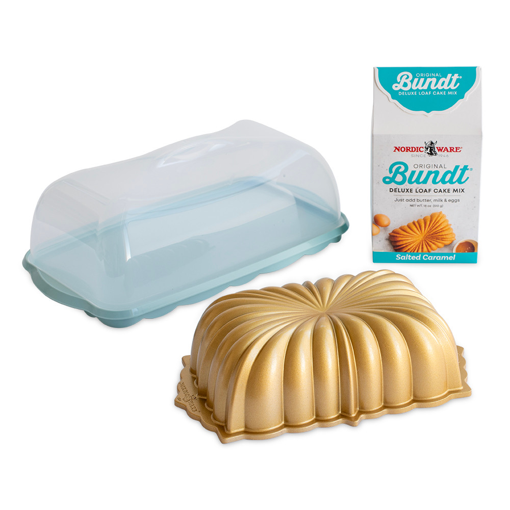 Fluted Loaf, Loaf Cake Keeper, & Salted Caramel Quick Bread MixFluted Loaf, Loaf Cake Keeper, & Salted Caramel Quick Bread Mix